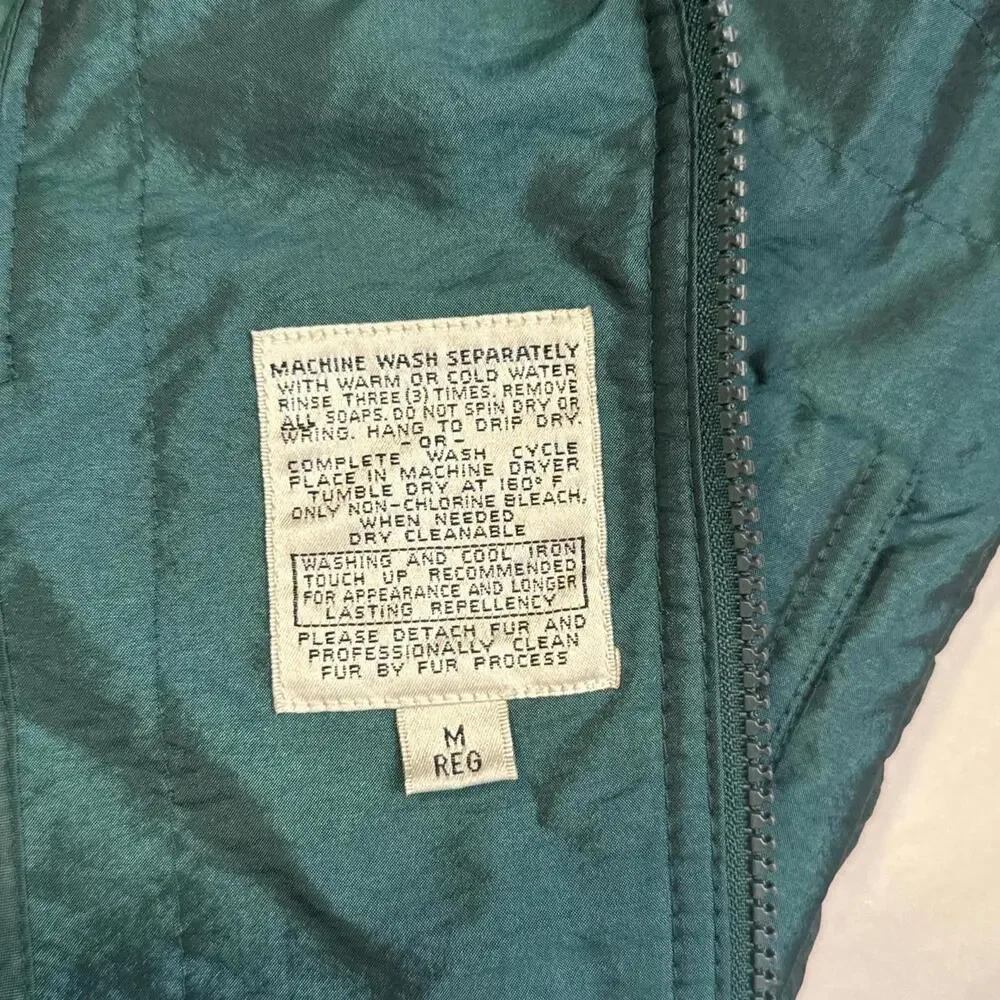 Vintage 90s London Fog Quilted Iridescent‎ Teal Parka Jacket - M